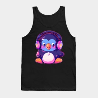 Cute Penguin with headphones Tank Top